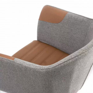 Scaun modern  rotativ 360 gr piele/textil maro-gri, Buc0222