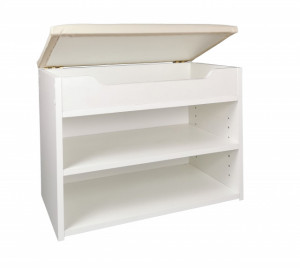 Pantofar taburet cu doua rafturi, Alb