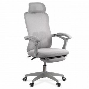 Scaun de birou din mesh, cu cu tetiera si suport picioare, Gri, model OFF430