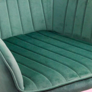 Scaun dinning tapitat catifea, picioare metalice negre, Buc259 Verde