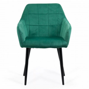 Scaun living din catifea, picioare metalice negre, Buc260 Verde