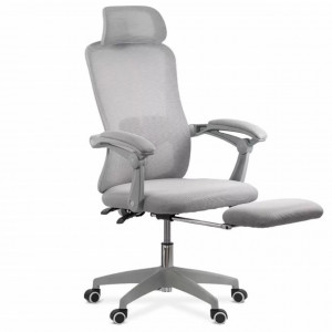Scaun de birou din mesh, cu cu tetiera si suport picioare, Gri, model OFF430