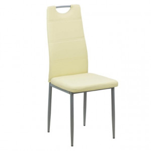 Scaun de bucatarie tapitat, piele eco, picioare cromate, Maro/Negru, 264