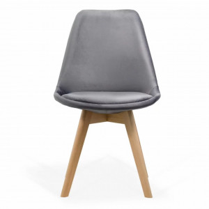 GRI Scaun de living tip scoica cu perna, catifea, picioare lemn, diverse culori, Buc242V