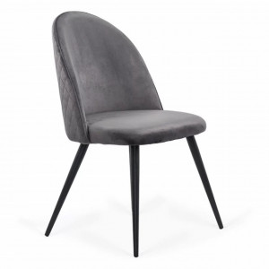Scaun Living din catifea cu picioare negre BUC207 gri