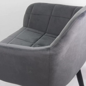 Scaun living din  catifea, picioare metalice negre, Buc260 Gri