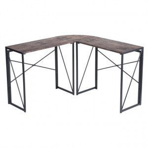 Birou colt Albertin negru si wenge, 38x119.5x75 cm