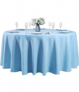 Fata de masa rotunda, din satin, pentru mese de 180cm, model GLM2 Bleu