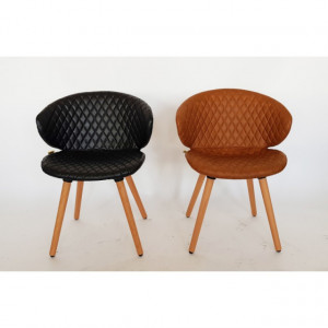 Scaun Cover Wood, eco piele maro/Negru