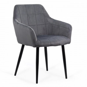 Scaun living din catifea, picioare metalice negre, Buc260 Gri