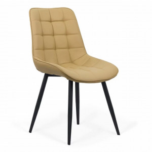 Scaun Living din piele ecologica si cadru metalic, Buc206P BEJ