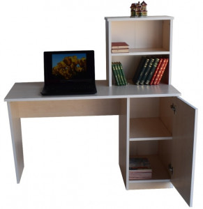 Birou de lucru cu rafturi si dulap, Mesteacan, Model 6026