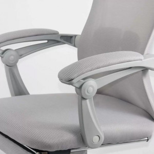 Scaun de birou din mesh, cu cu tetiera si suport picioare, Gri, model OFF430
