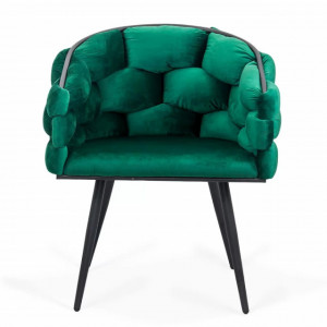 Scaun modern din catifea cu cadru metalic BUC256 verde