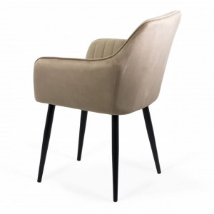 Scaun dinning tapitat catifea, picioare metalice negre, Buc259 Bej