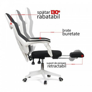 Scaun ergonomic cu suport de picioare OFF 424 alb