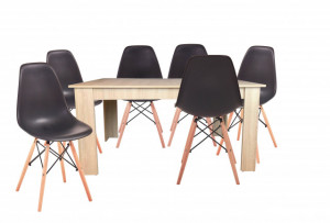 Masa dining 6 persoane Astoria, stejar alb 150x90 cm