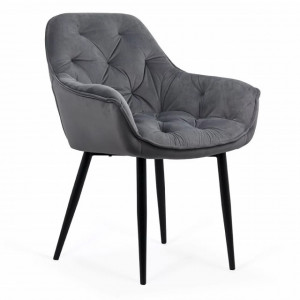 Scaun dinning tapitat catifea, Buc257 Gri