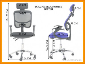 Scaun ergonomic de birou OFF 704 albastru, gri, negru