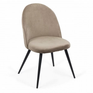 Scaun Living din catifea cu picioare negre BUC207 bej