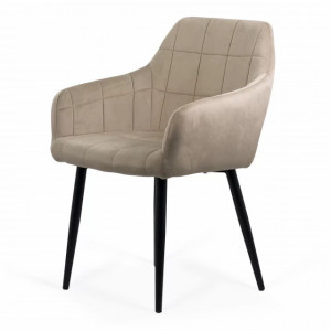 Scaun living din catifea, picioare metalice negre, Buc260  Bej