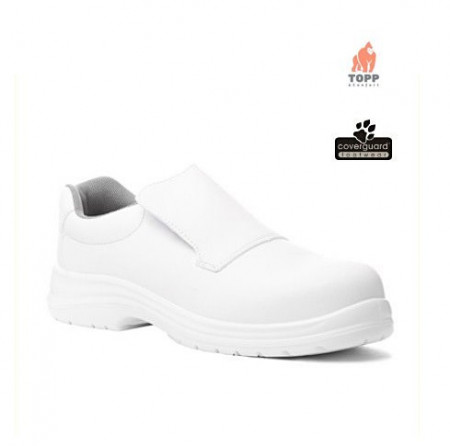 Pantofi de protectie S2 fara siret,albi, rezistenti la lichide