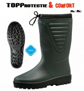 Cizme PVC de iarna imblanite, talpa flexibila rezistent la alunecare