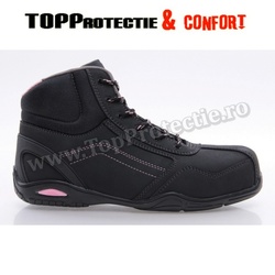 Bocanci de protectie femei piele nubuc neagra