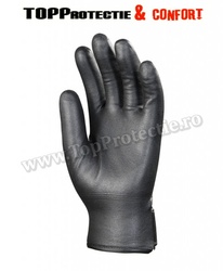 Manusi protectie din nylon poliamidă neagra imersata integral în nitril elastic
