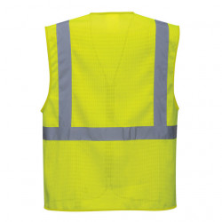 Vesta galben fluorescent de vara cu benzi reflectorizante