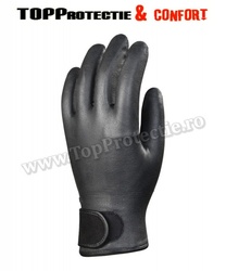 Manusi protectie din nylon poliamidă neagra imersata integral în nitril elastic