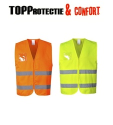 Vesta reflectorizanta usoara cu fermoar , suport dublu pentru acte, galben sau portocaliu fluorescent