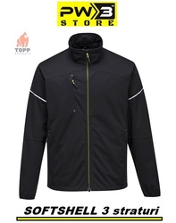 Jacheta softshell TopQuality impermeabila respirabila neagra PW3