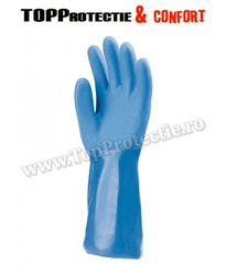 Manusi de protectie rezistente din bumbac imersate in PVC albastru