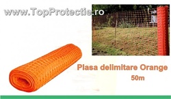 Plasa de gard din plastic portocaliu model nou 50m X 1,8m imprejmuire, delimitare lucrari in constructii