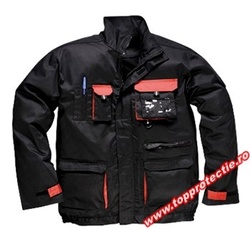 Jacheta lucru bleumarin tercot rezistent Design-TX Negru cu rosu mecanic