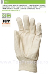 Manusi de protectie albe cusute 4155 M-10