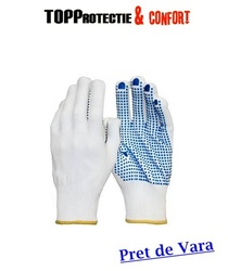 Manusi de protectie cu picouri PVC in palma, rezistente la uzura