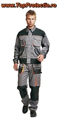 Pantaloni de salopeta gri-portocaliu Racer cu intarituri la genunchi
