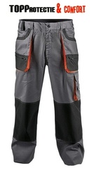 Pantaloni de salopeta gri-portocaliu Racer cu intarituri la genunchi