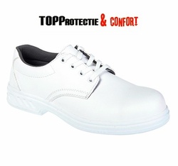 Pantofi de protectie albi cu siret