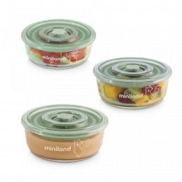 Set 3 recipiente din sticla 300 ml ermetice Chip Miniland