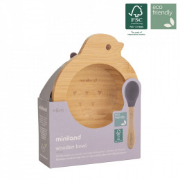 Set bamboo lingurita si bol Chick Miniland