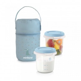 Set 2 Recipiente Plastic 250 ml cu Gentuta izoterma Azure Miniland