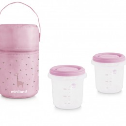 Set 2 Recipiente Plastic 250 ml cu Gentuta izoterma Rose Miniland