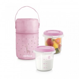 Set 2 Recipiente Plastic 250 ml cu Gentuta izoterma Rose Miniland