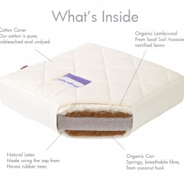 Saltea copii din latex natural organic Naturalmat Matlasata 60x120