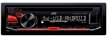 JVC KD-R471E - Receptor CD 1 DIN; USB (1A); AUX-in frontal; Compatibil Bluetooth; Subwoofer control; Aplicatii pentru Android