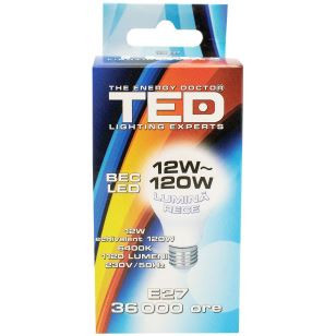 Bec LED E27 230V 12W (1100lm) A65 6400K (lumina rece) 36.000h