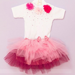 Set body si tutu Pink Flowers